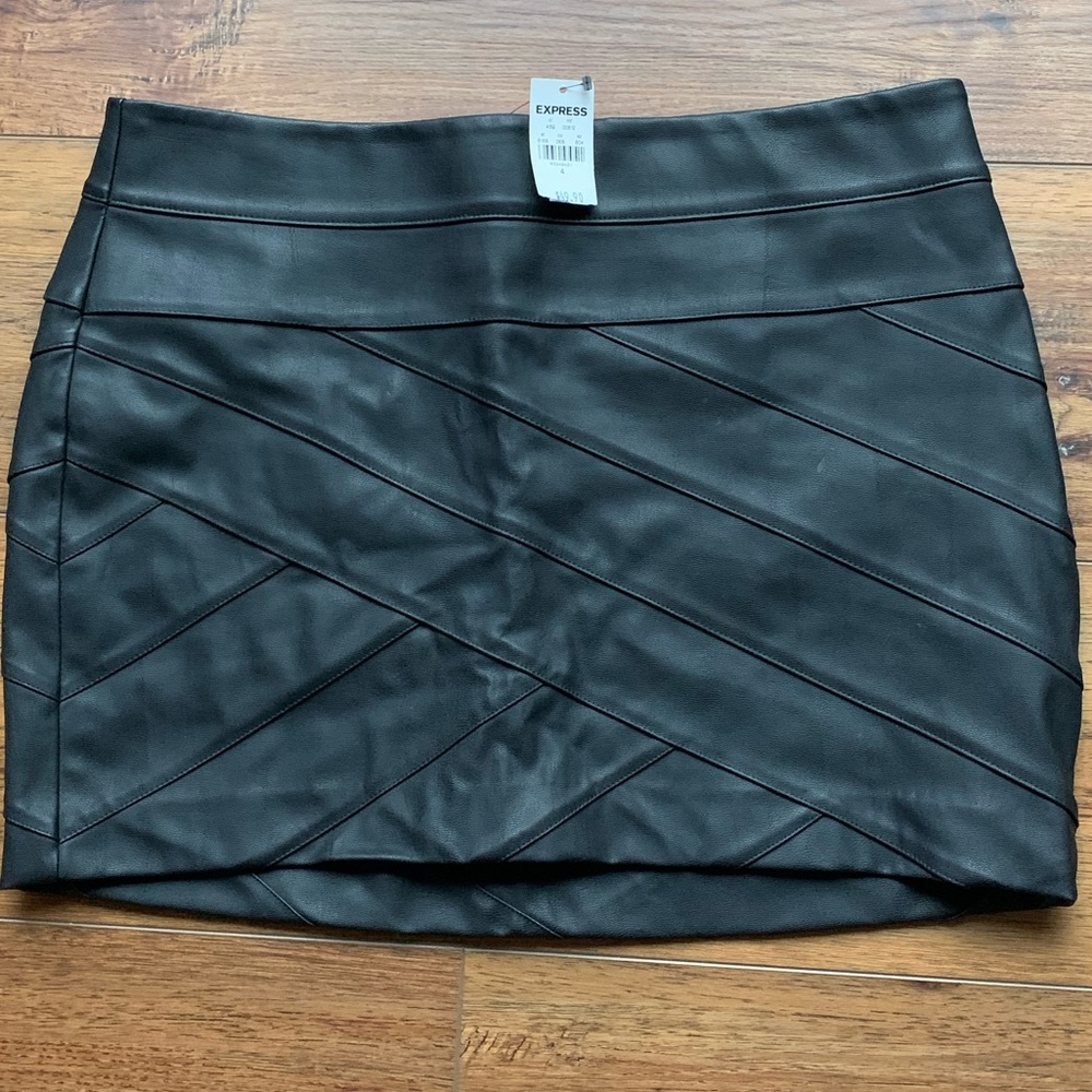Express Black Faux Leather Skirt, NWT